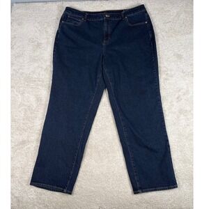 Talbots Womens 18W High Waist Relaxed Jean Michele Wash Dark Blue